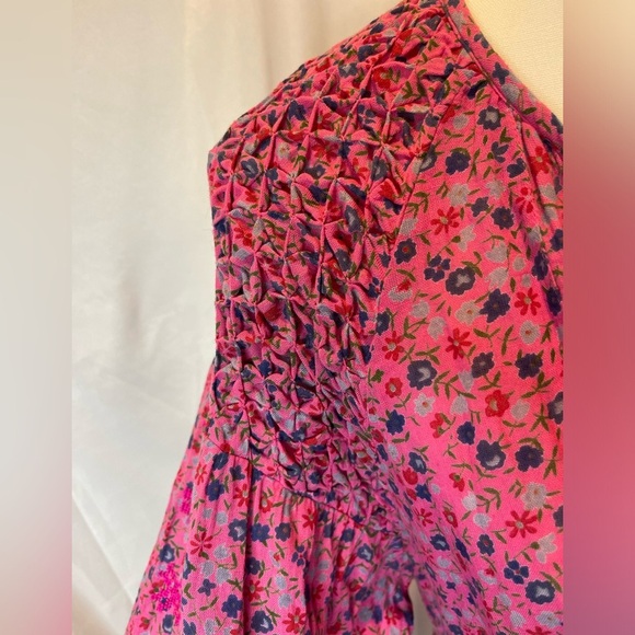 TOPSHOP Ditsy Smocked Mini Dress Pink Floral Size 6 - Picture 6 of 11